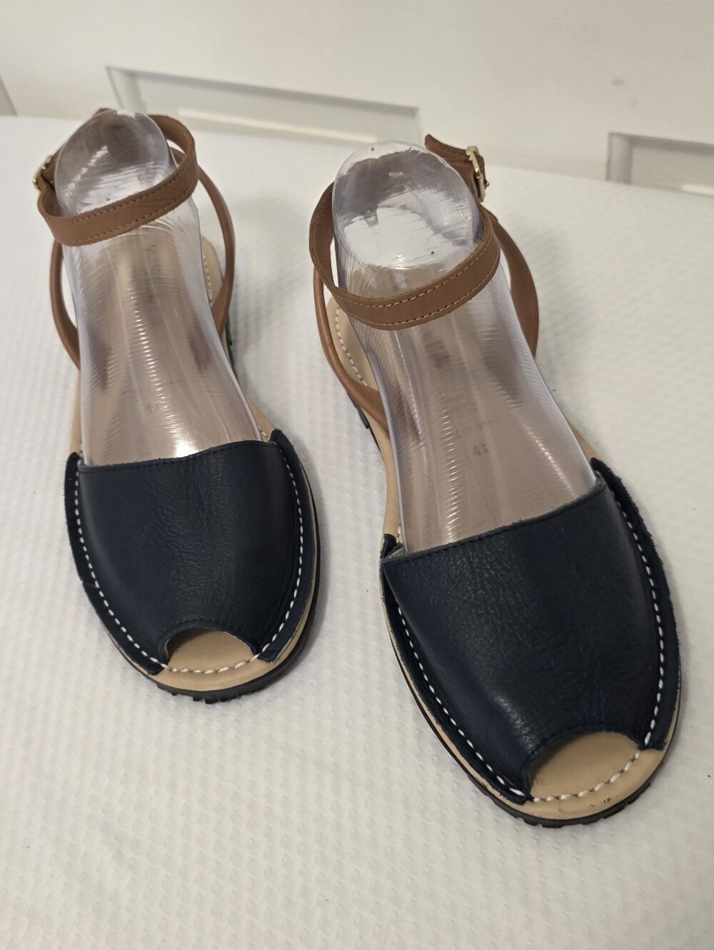 EC Viscata Barcelona Navy & Tan Open-Toe Ankle-Strap Sandals Size 41
